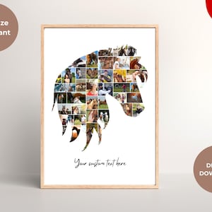 Personalized Horse Photo Collage - Perfect Gift for Horse Lovers and Riders, Custom editable Horse Memorial Gift, Horse Photo Collage,