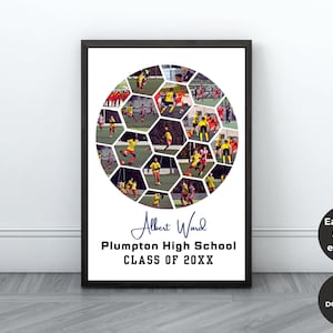 Soccer Ball Photo Collage, Senior Night Gift, Sports Photo Collage, Football Player Gift, Gifts for Him, Graduation Gift, Editable