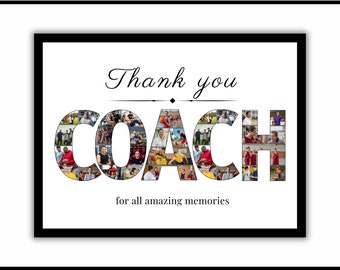 Coach collage frame, Custom gift for coach, Personalized collage gift for sports, Football volleyball, Baseball coach gift customized