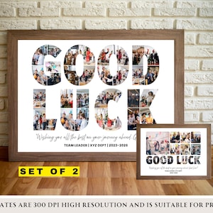 Cadeau d'adieu personnalisé pour collage de photos modifiable porte-bonheur pour collègue, ami, collègue, employé, patron, modèle de décoration de fête de retraite