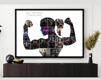 Bodybuilder Frau Foto Collage Poster, Gym Coach Geschenk (digitaler Download)