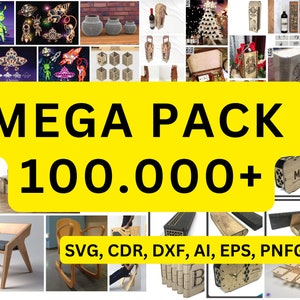 Mega pack Taglio laser, 10k vettoriale, file dxf, 3d, 2D, cnc, Taglio laser Mega Bundle SVG, File CNC, Incisione taglio plasma router CNC immagine 3