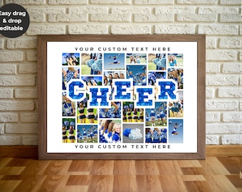 Cheerleading Photo Collage Template, DIY Cheer Coach Gift (Digital Download)