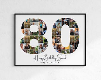 80th Birthday Photo Collage Gift: Personalized Keepsake (Digital Download)