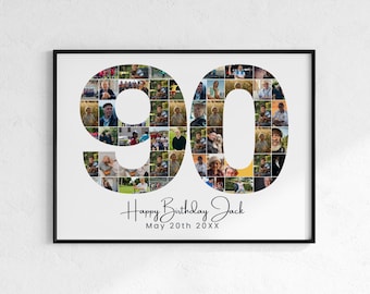 90th Birthday Photo Collage Template: Personalized Milestone Gift (Digital Download)