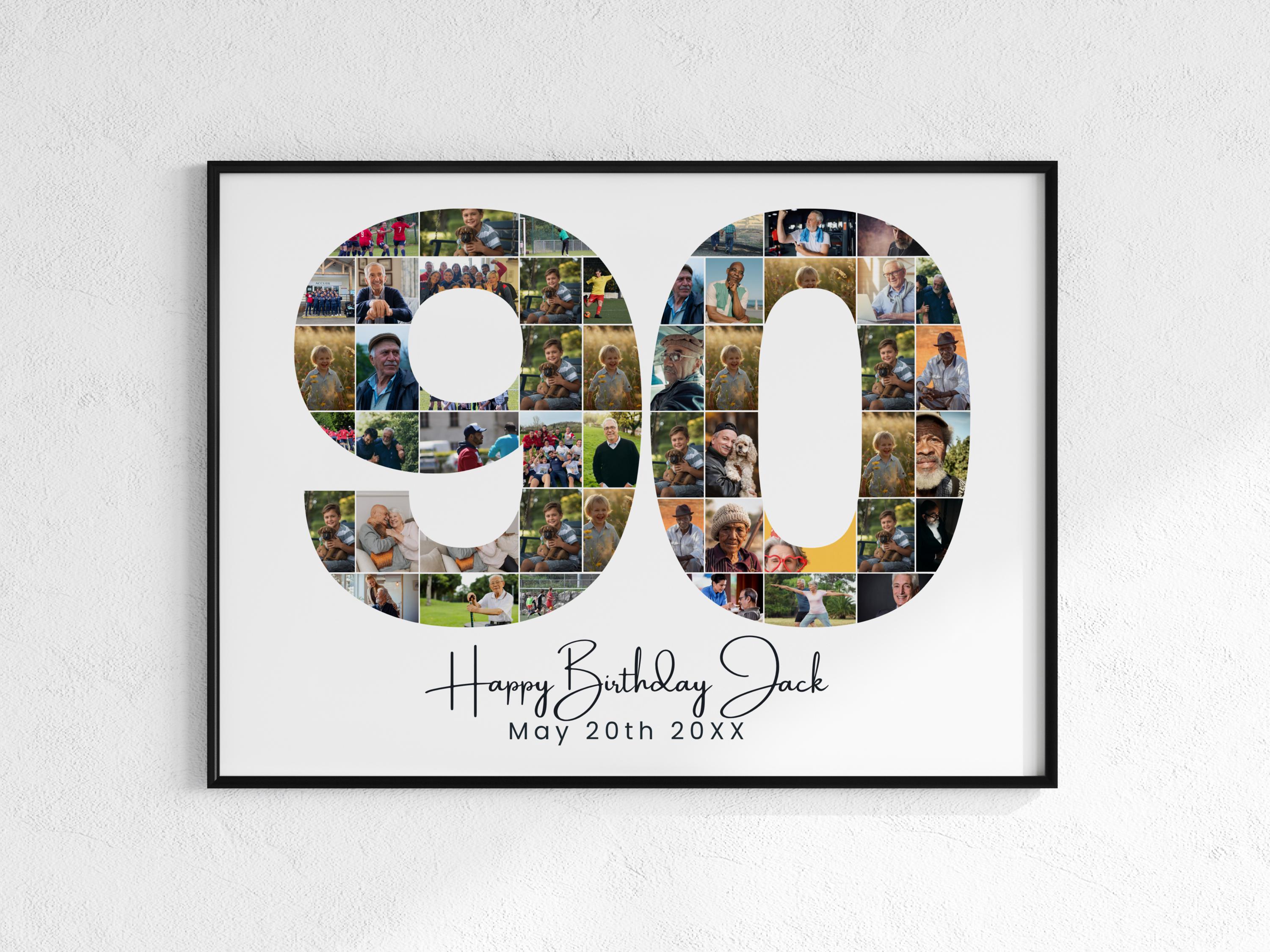 90th Birthday Photo Collage Template: Personalized Milestone Gift ...
