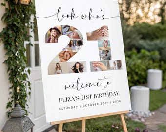 21st Birthday Photo Collage Poster Template, Milestone Celebration Display (Digital Download)