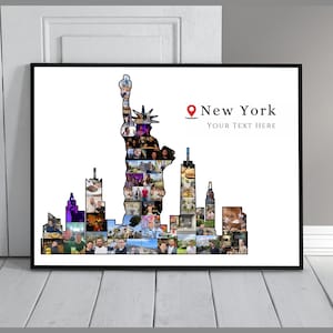 Benutzerdefinierte New York Foto Collage Vorlage Personalisierte Foto Geschenke USA Reisegeschenk, Wandkunst, New York US Urlaub bearbeitbare Collage,