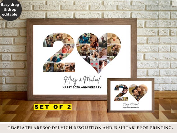 20th Anniversary Heart Photo Collage Gift (digital Download