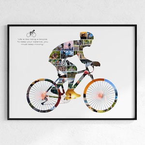 Personalized Cycling Photo Collage Gift: Bike Art (Digital Download)