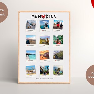 Travel Memories Editable Collage & Vacation Details Keepsake Poster, Custom Travel Decor, Personalized Traveling Gift, Vacation Memories