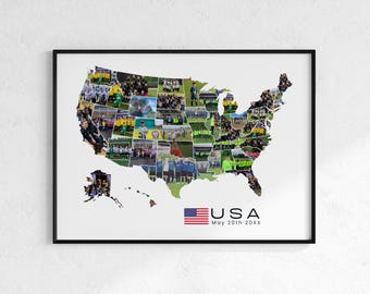 Custom USA Photo Collage Map, Anniversary Gift (Digital Download)