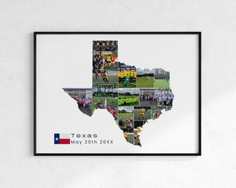 Custom Texas Fotocollage Karte: Personalisiertes Reisegeschenk (Digitaler Download)