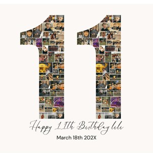 11th Birthday Photo Collage Template: Editable Number 11 Design (Digital Download