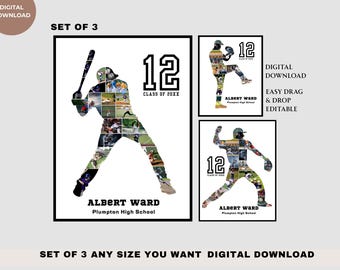 Personalized Baseball Photo Collage: Senior Night Gift (Digital Download)