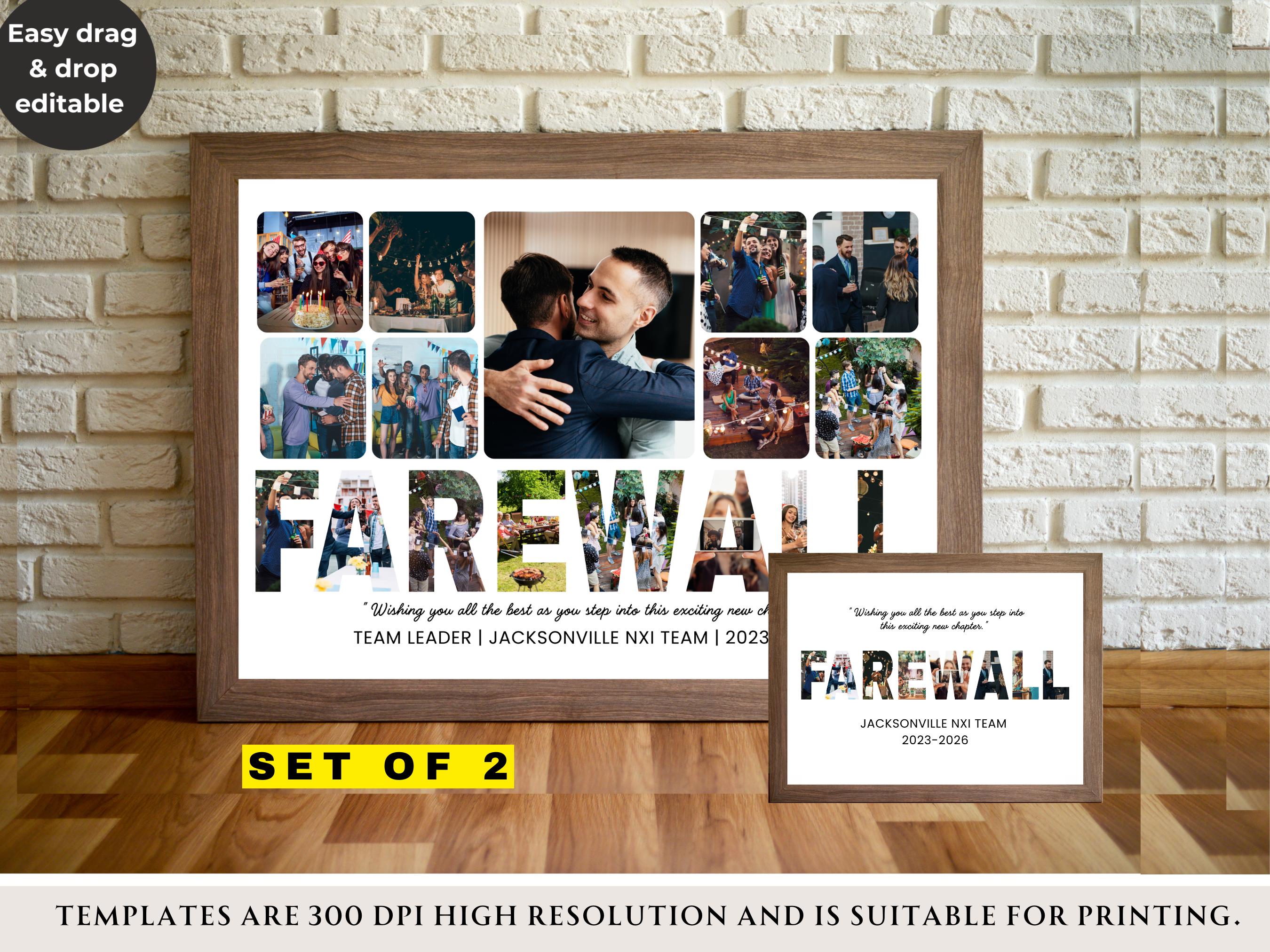 Farewell Editable Photo Collage Personalized Gift for Coworker Colleague Boss Retirement Party Friend Going Away Gifts Goodbye Poster