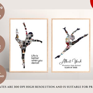Collage fotografico di danza contemporanea, modificabile, personalizzato, ballerino moderno, regalo di laurea per la serata degli anziani, figlia che balla, poster stampabile