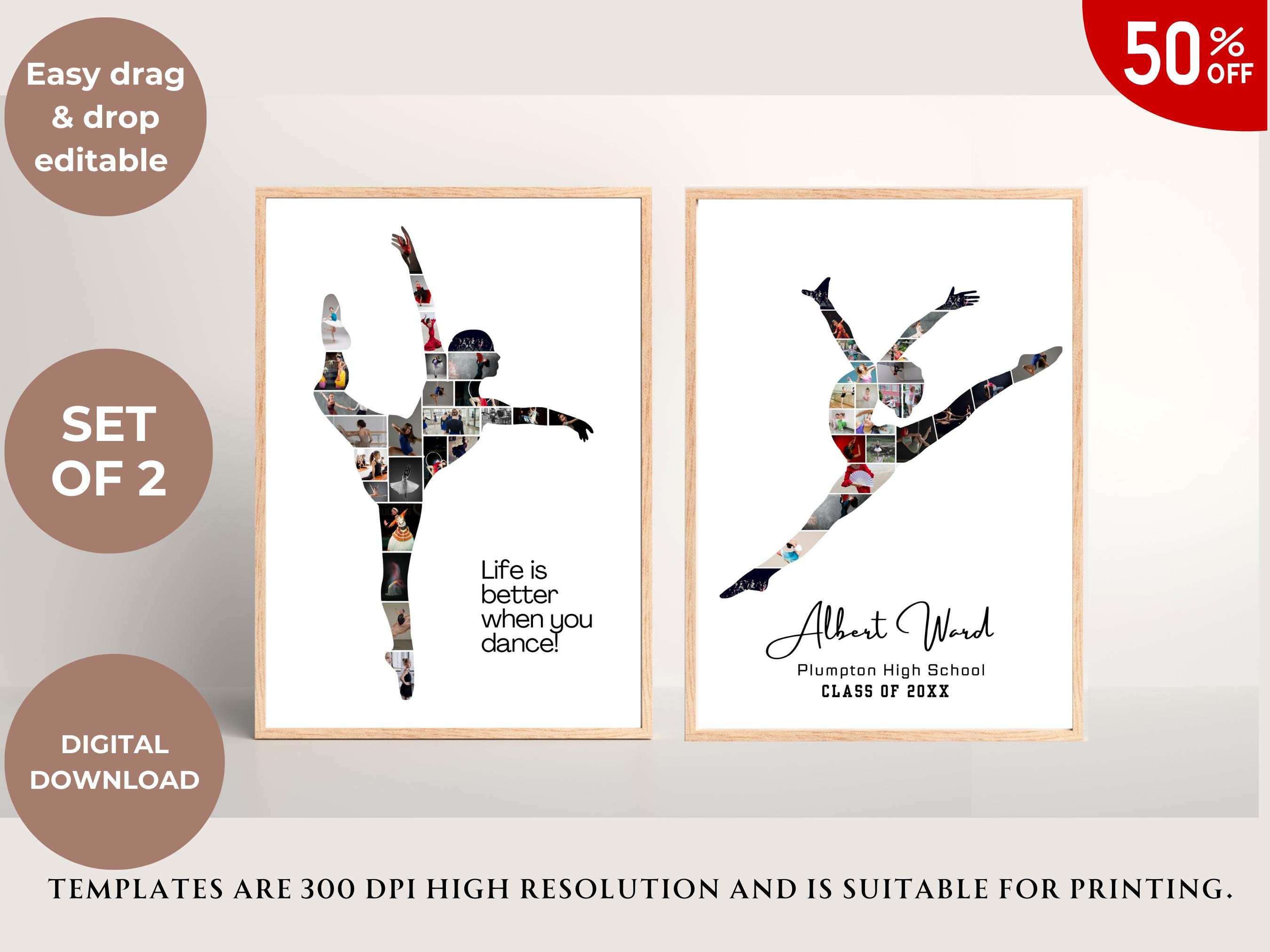 Contemporary Dance Photo Collage Editable Personalized Modern Dancer Senior Night Graduation Gift Dancing Daughter Printable Poster