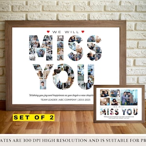 We Will Miss You Farewell Gift for Coworker Boss Team Editable Photo Collage Best Friend Leaving Picture Gift for Employee Editable Collage