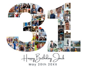 31st Birthday Photo Collage Template, Anniversary Gift (Digital Download)