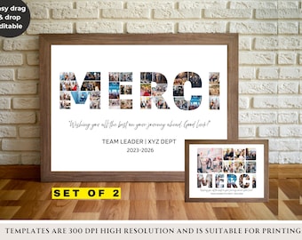 Merci Foto Collage Vorlage, Abschied Geschenk in den Ruhestand (Digitaler Download)