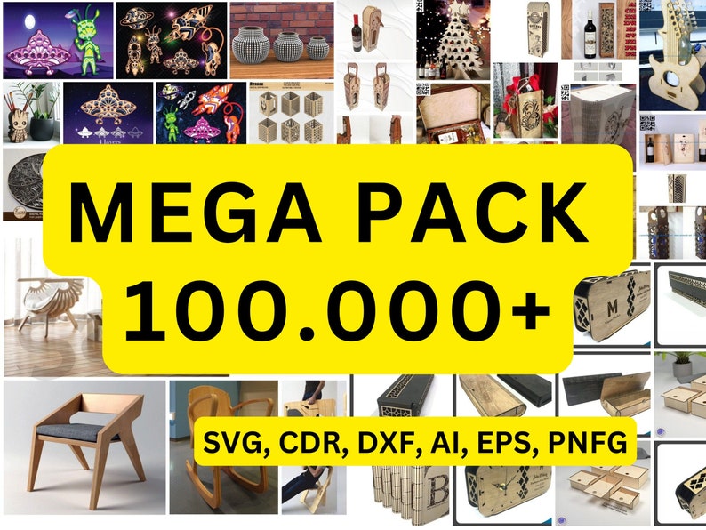 Mega pack Taglio laser, 10k vettoriale, file dxf, 3d, 2D, cnc, Taglio laser Mega Bundle SVG, File CNC, Incisione taglio plasma router CNC immagine 1