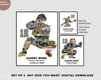 Baseball Catcher Photo Collage: Senior Night Gift, Custom Team Poster (Digital Download)