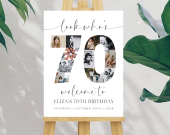 70. Geburtstag Foto Collage Poster, bearbeitbare Vorlage (digitaler Download)