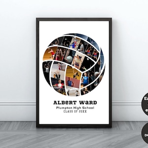 Volleyball Senior Gift, Sport Photo Collage, Gift for Player,  Sport Ball Collage, Custom Template, Player Photo Collage, Senior Night Gift,