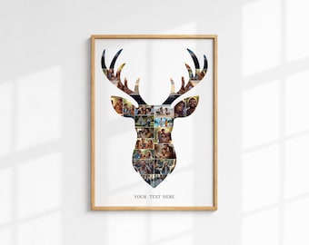 Colagem de fotos de caça ao veado – Presente de caça personalizado e editável para homens (Download digital)