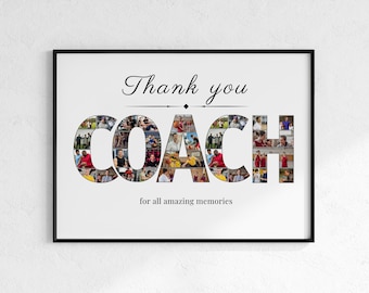 Personalized Coach Photo Collage Gift: Custom Coach Gift  Sign (Digital Download)