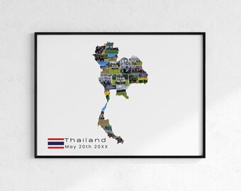 Thailand Reise Foto Collage Karte, personalisiertes Geschenk zum Jahrestag (Digitaler Download)