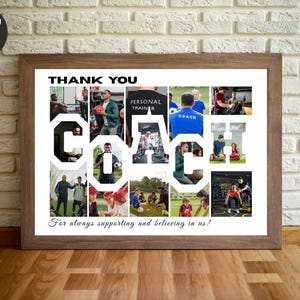 Coach Photo Editable Collage Frame Template, Customizable Memory Collage, Editable Coach Gift, Printable Sports Team Keepsake