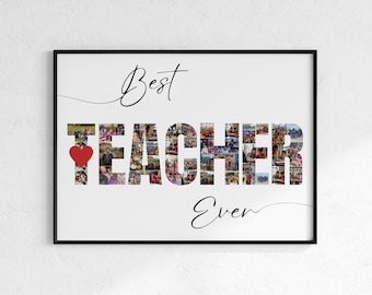Personalized Teacher Photo Collage Editable Template , Teacher Appreciation Gift, End of Year Gift (Digital Download)