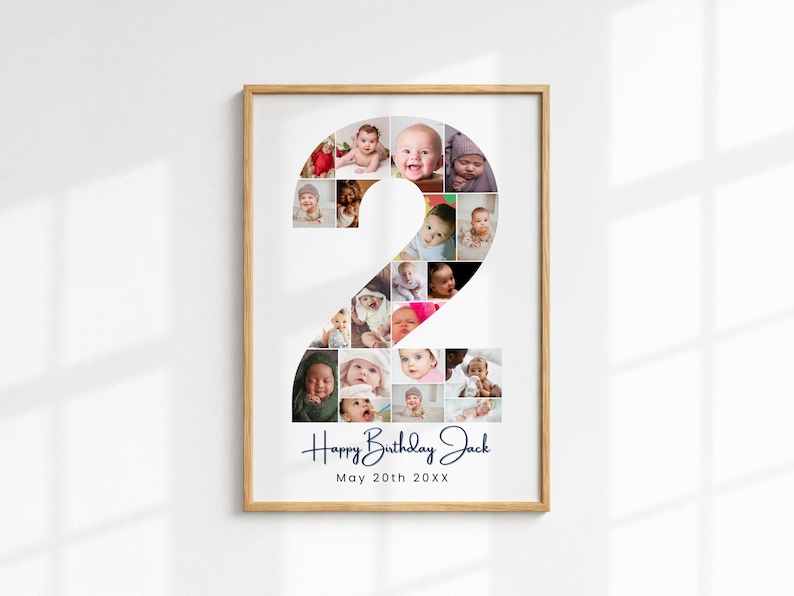 Editable Birthday Number 2 Photo Collage Template (digital Download ...