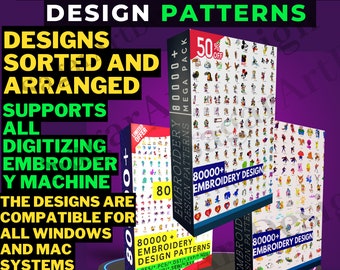 MEGA Embroidery Design bundle, Pes, Dst, Jef, Vp3, | 80000+ Ready  Embroidery DESIGN PATTERNS |