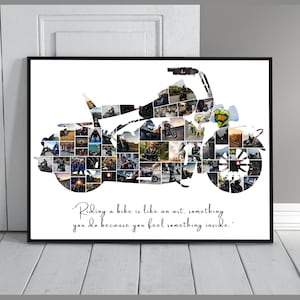 Custom Gift Motorcycle Photo Collage Template Gift for Motorbike Riders Birthday Gift for Men Motorcycle Art, Editable , Digital download,