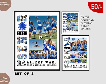 Senior Night Cheerleading Photo Collage, Graduation Gift (Digital Download)