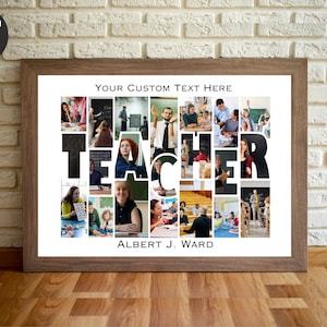 Plantilla editable de collage de palabras para profesores, póster del Día de los Premios, pancarta, regalo de fin de año personalizado, plantilla de regalo de agradecimiento personalizable.