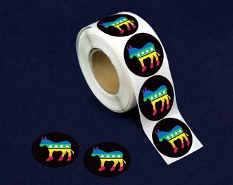 Democrat Donkey Rainbow Striped Stickers