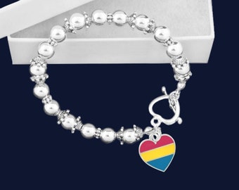 Herzförmige Pansexual Flagge Charm Perlen Armbänder