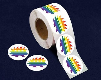 Rainbow Libertarian Porcupine Stickers