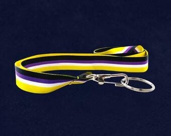 25 Nonbinary Flag Colored Lanyards