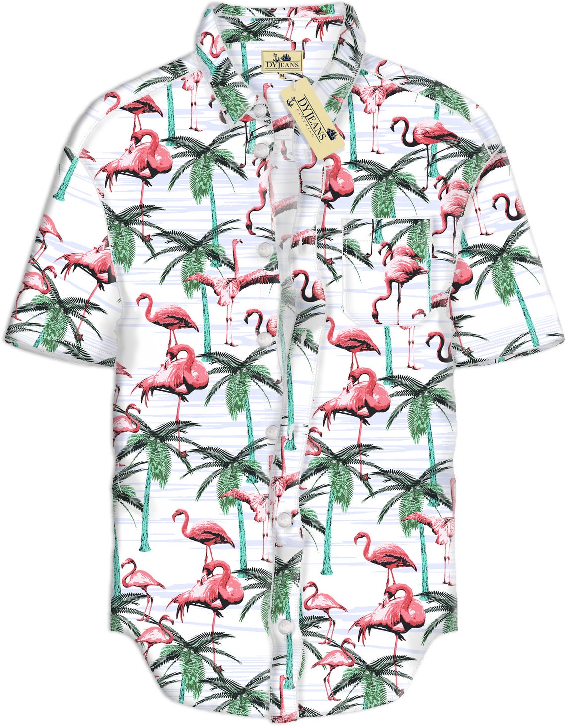 Flamingo Print Button Up Shirt - Etsy.de