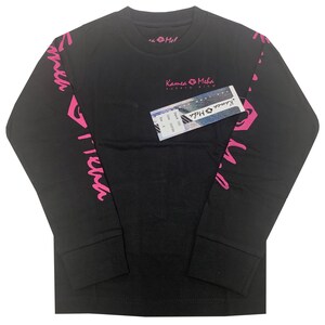 May include: Black long-sleeve shirt with pink text and graphics. The shirt features the text "Kamea Meha Puerto Rico" and a design on the sleeves. A tag is attached to the shirt.