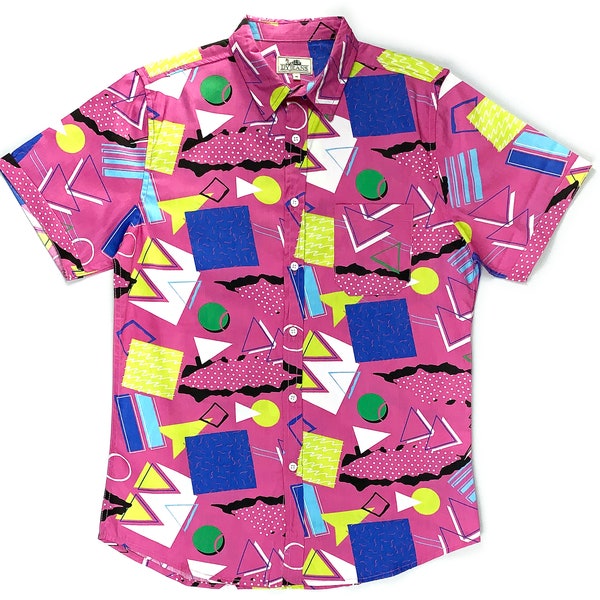 Retro Graphic 80s 90s Print Button Up Shirt