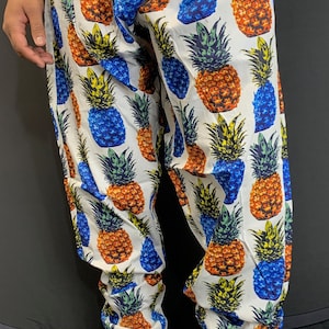 Unisex Pineapple Print Lounge Pants: Elastic Waist