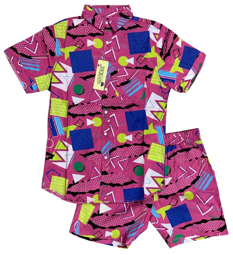 Mens Retro Swim Suits & Cabana Sets     80s Party Dk Rose Cabana Set  AT vintagedancer.com