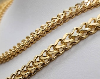 14k Gold Foxtail/Spiga/Wheat chains. Different sizes. 4.43mm/5.46mm. REAL GOLD. Worldwide free shipping. 585 Certified. Best birthday gift