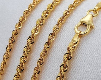 14k Gold Rope chains in different sizes, 3mm/4mm. REAL GOLD. Worldwide free shipping. 585 Certified. Birthday/anniversary gift